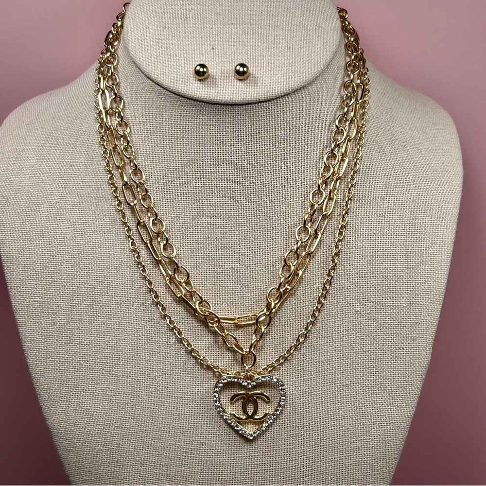 Gold Multi Stranded Charm Necklace - Picture 4 of 5